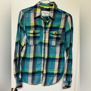 Women flannel plaid long sleeve shirt